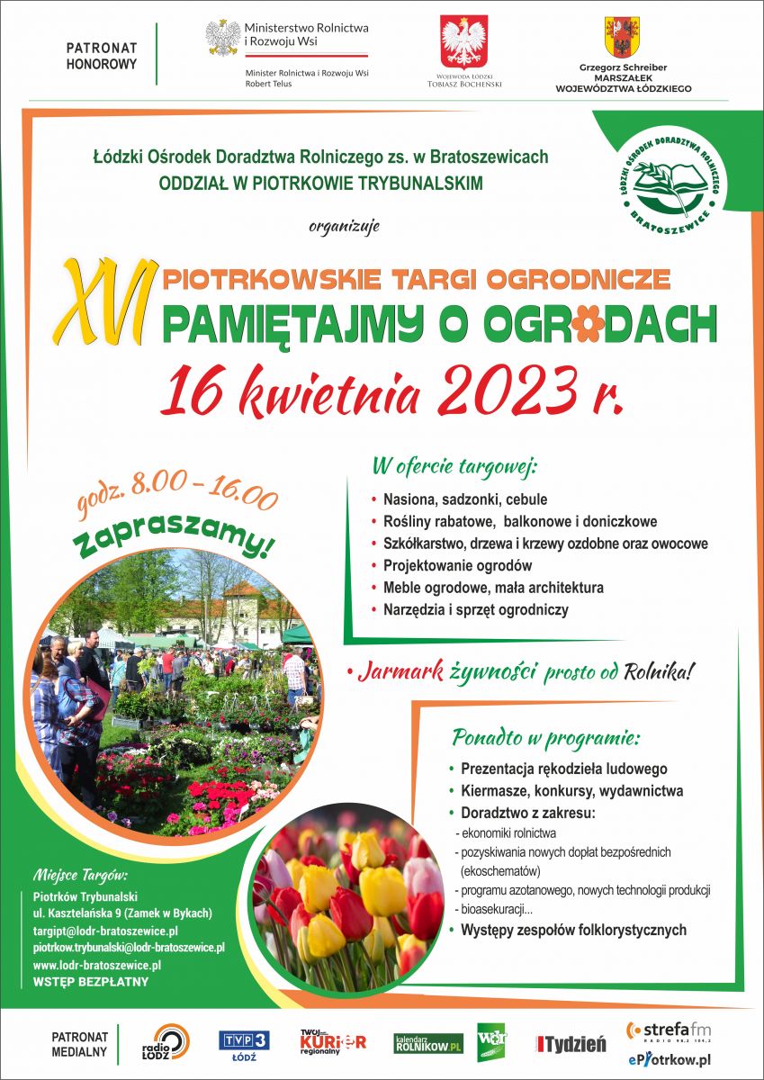 Zaproszenie na wystawę "XVI Piotrkowskie Targi Ogrodnicze"