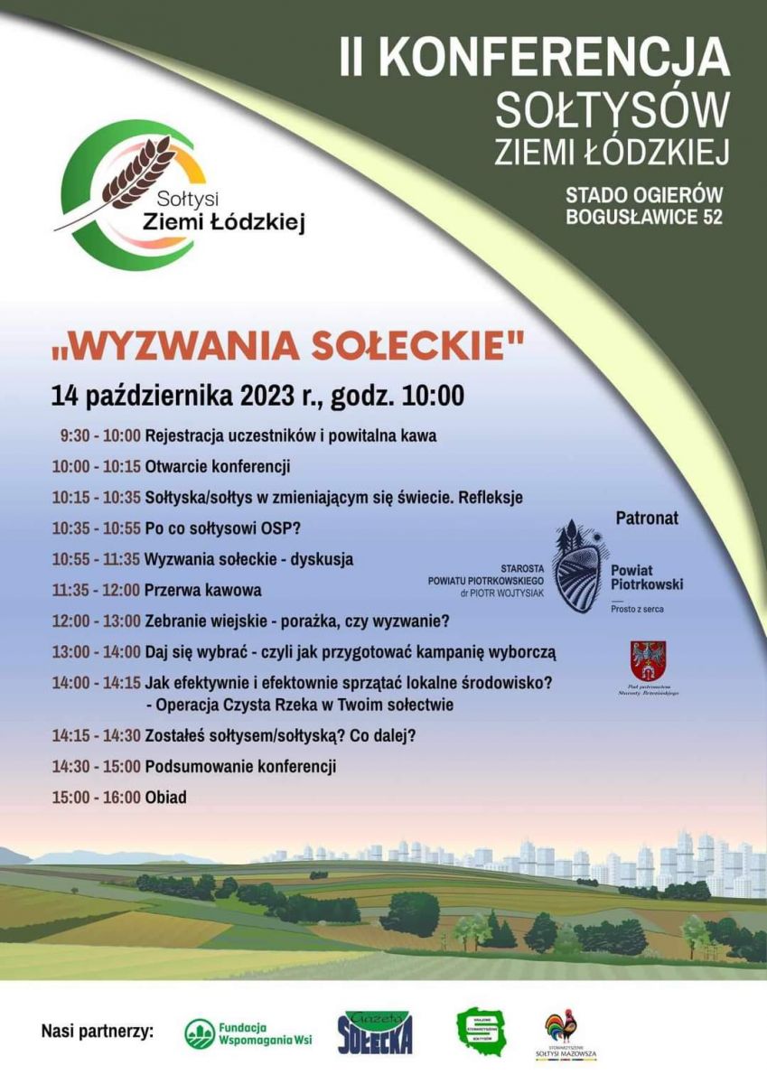 Zapraszamy wszystkich sołtysów Ziemi Łódzkiej na konferencję,