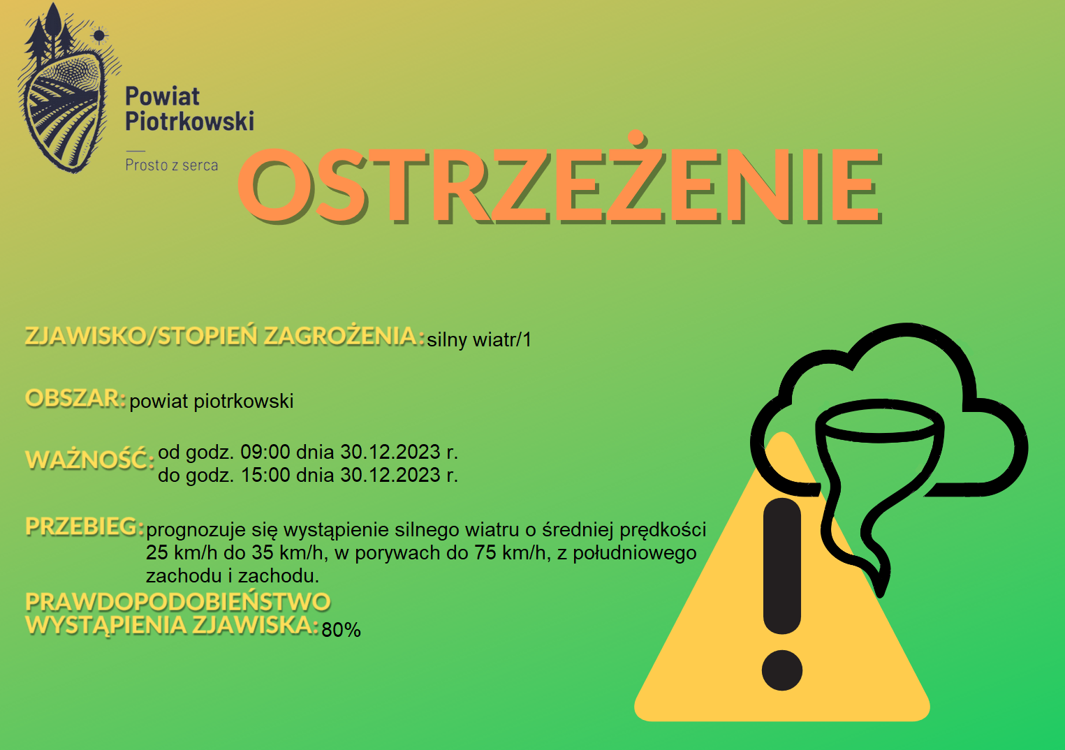Ostrzeżenie meteorologiczne - Silny wiatr/1