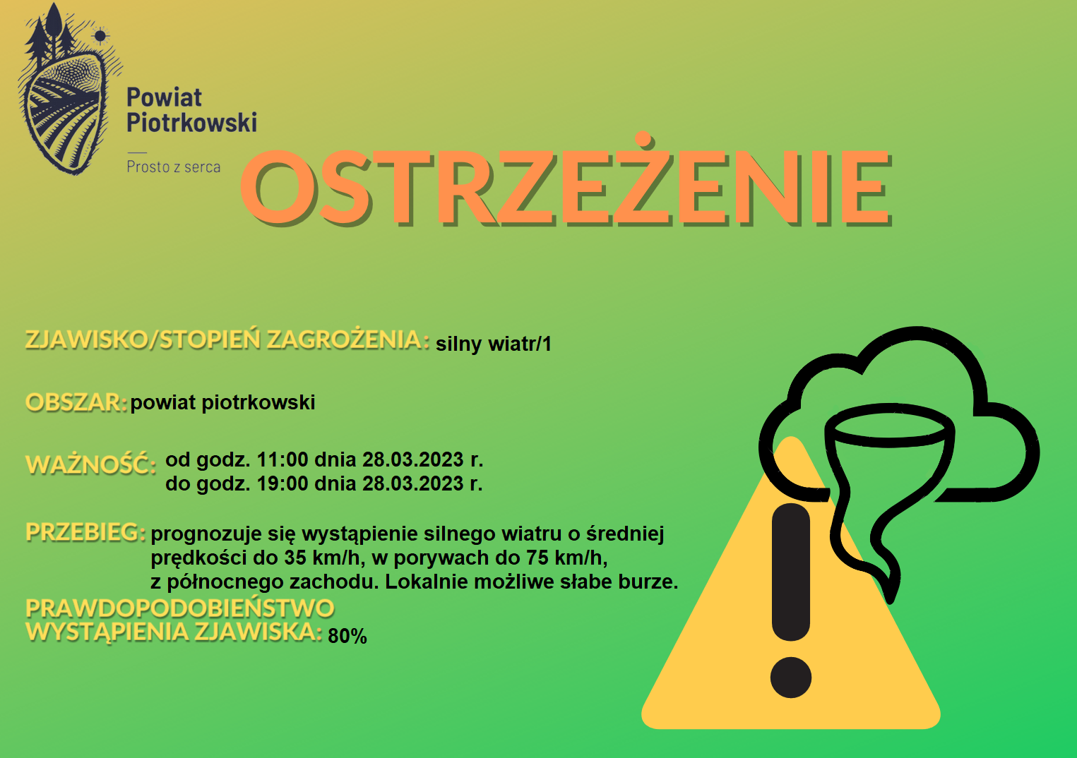 Ostrzeżenie meteorologiczne - Silny wiatr/1