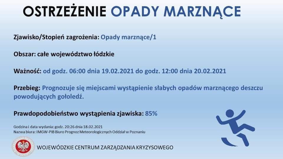 Ostrzeżenie meteorologiczne opady marznące