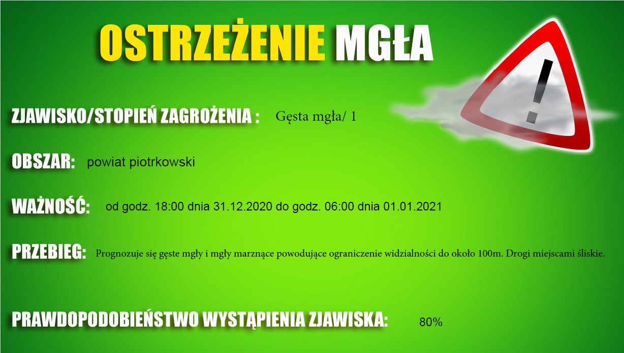Ostrzeżenie meteorologiczne - Gęsta mgła/1