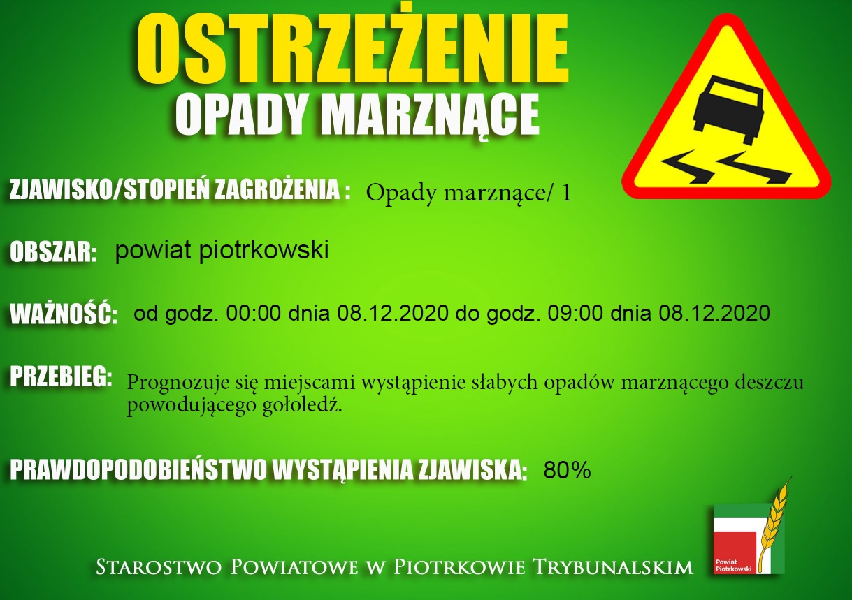 OSTRZEŻENIE MARZNACE OPADY