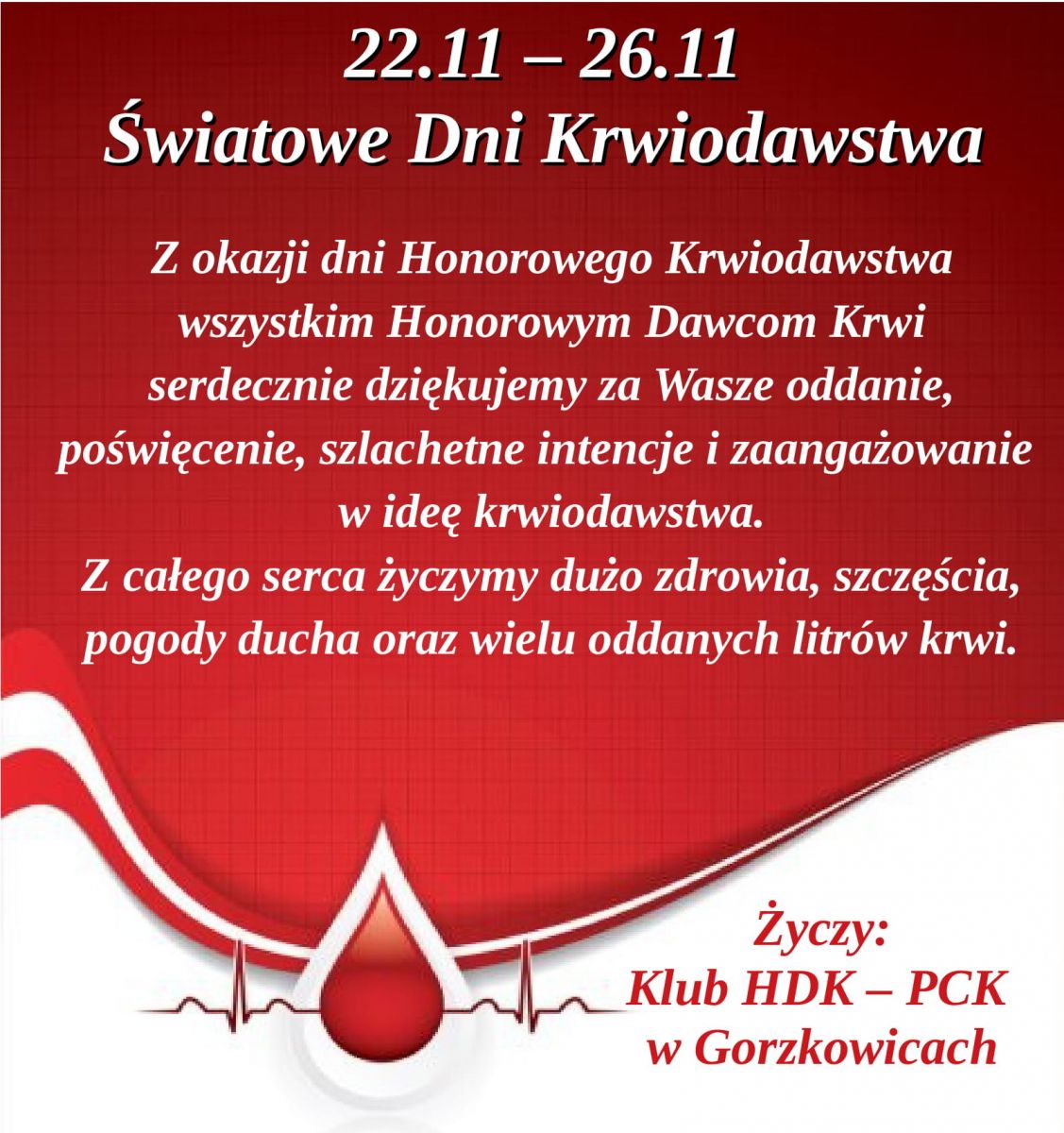 życzenie Światowe Dni Krwiodawstwa