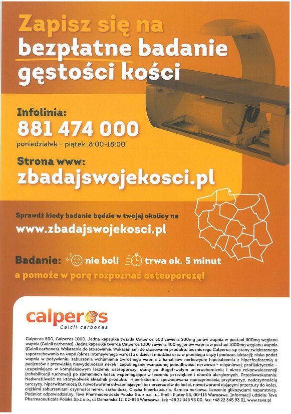 Zapraszamy na bezpłatne badanie gęstości kości !