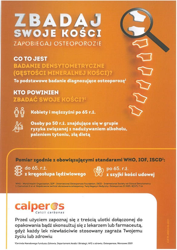 Zapraszamy na bezpłatne badanie gęstości kości !