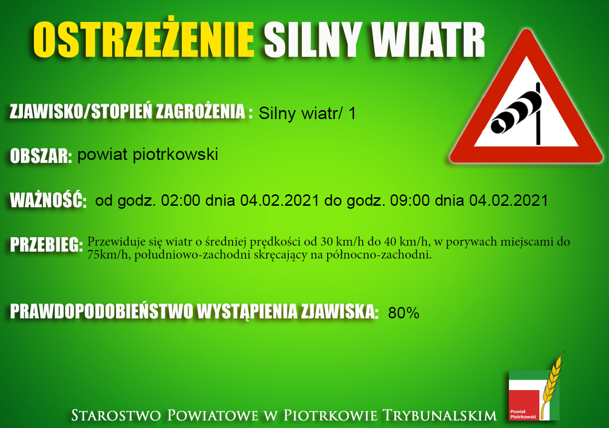 Ostrzeżenie meteorologiczne - Silny wiatr/1