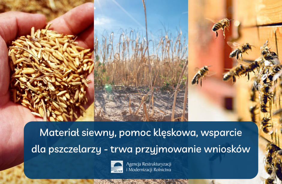 Materiał siewny, pomoc klęskowa, wsparcie dla pszczelarzy – trwa przyjmowanie wniosków 