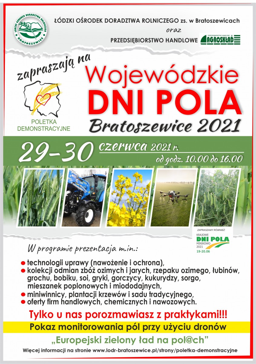 Zapraszamy do Bratoszewic na Wojewódzkie Dni Pola