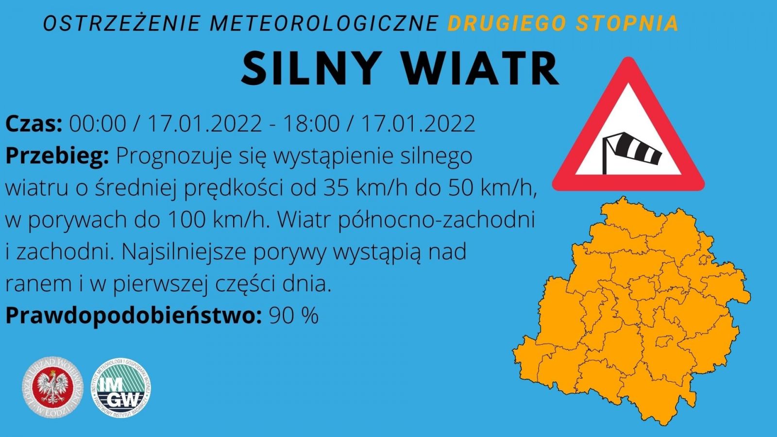 Ostrzeżenie meteorologiczne - Silny wiatr/2