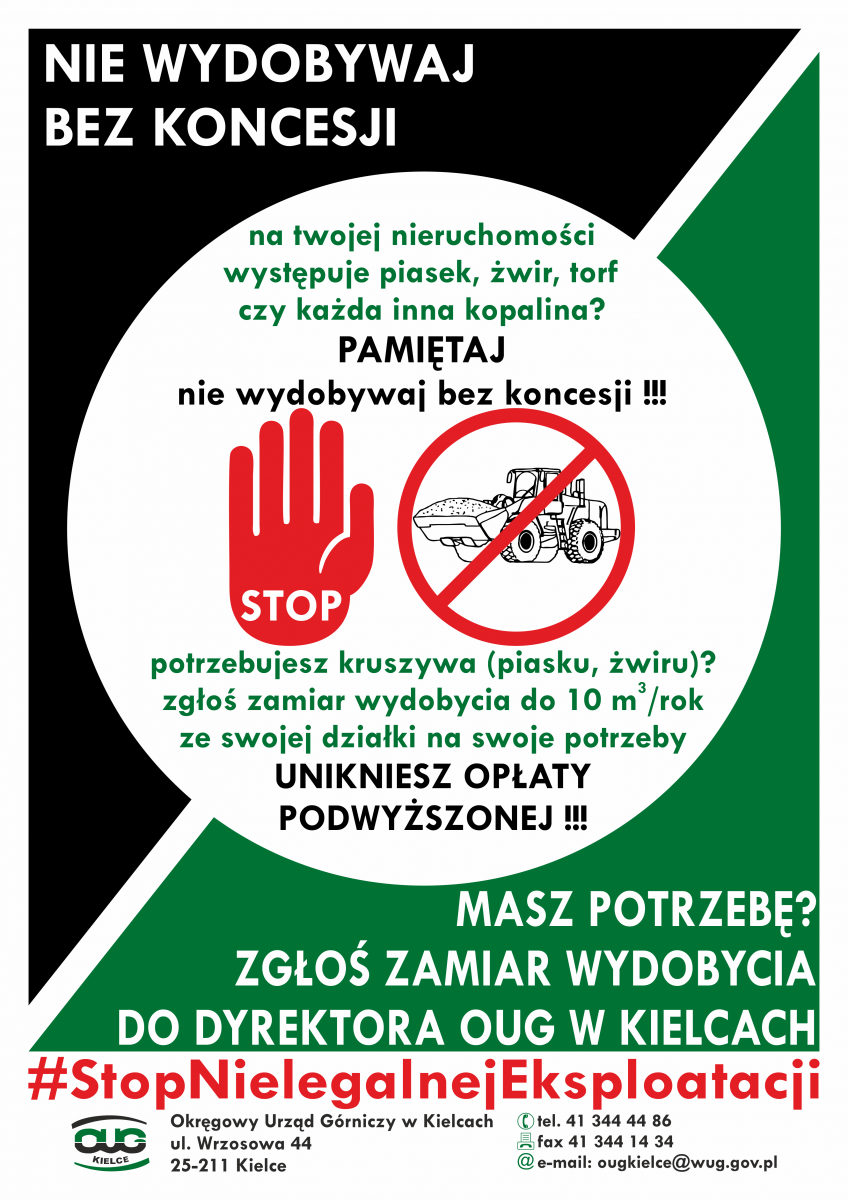 PLAKAT -nie wydobywaj bez koncesji