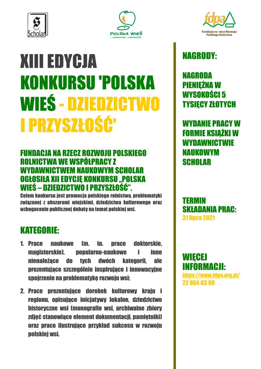 Konkurs "Polska wieś - dziedzictwo i przyszłość"