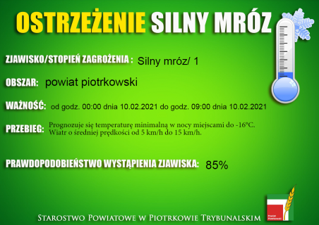 Ostrzeżenie meteorologiczne - Silny mróz/1