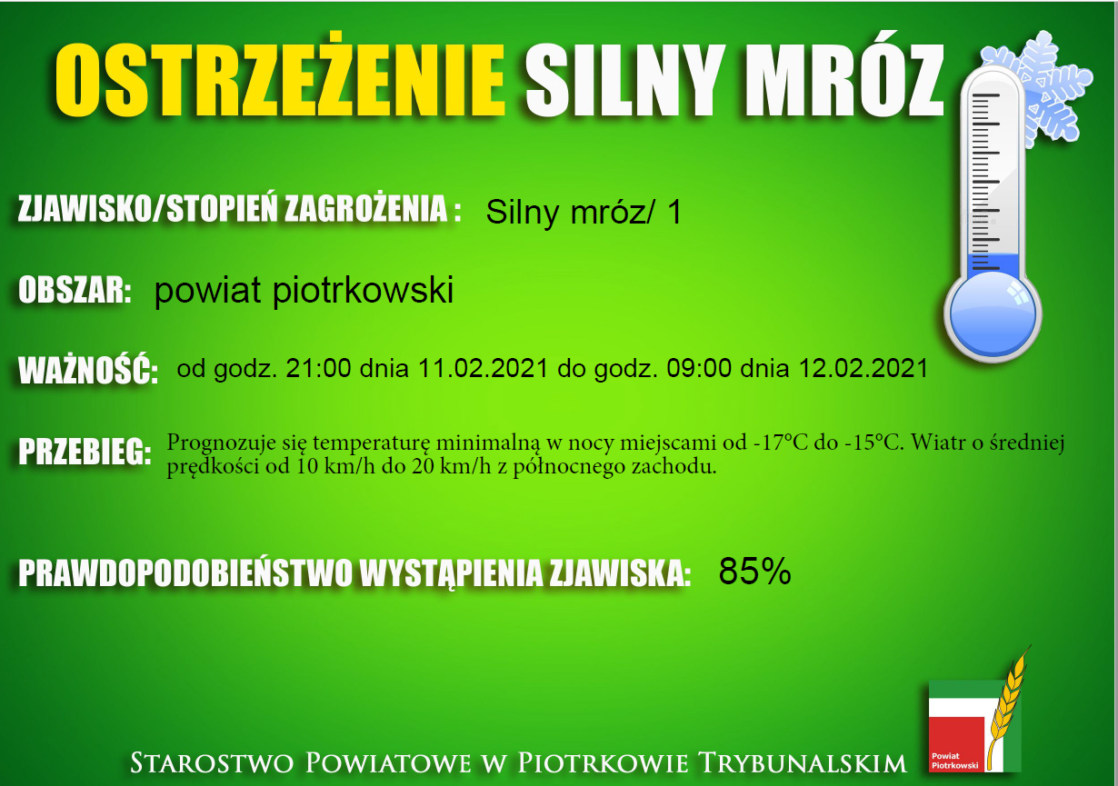 Ostrzeżenie meteorologiczne - silny mróz