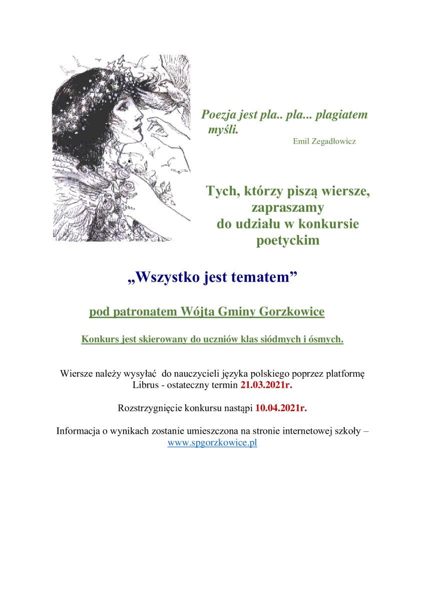 MIĘDZYSZKOLNY KONKURS POETYCKI