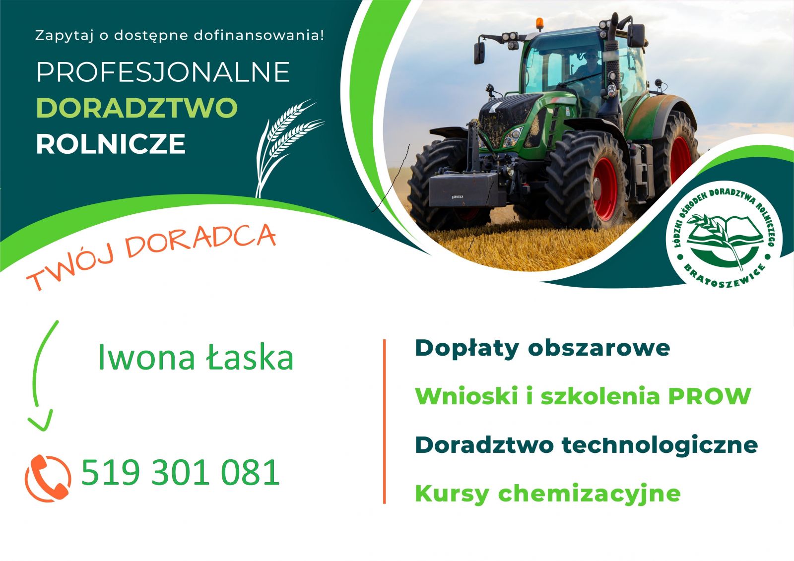 DYŻUR PRACOWNIKA OŚRODKA DORADZTWA ROLNICZEGO  ŁÓDZKI OŚRODRK DORADZTWAROLNICZEGO  W BRATOSZEWICACH