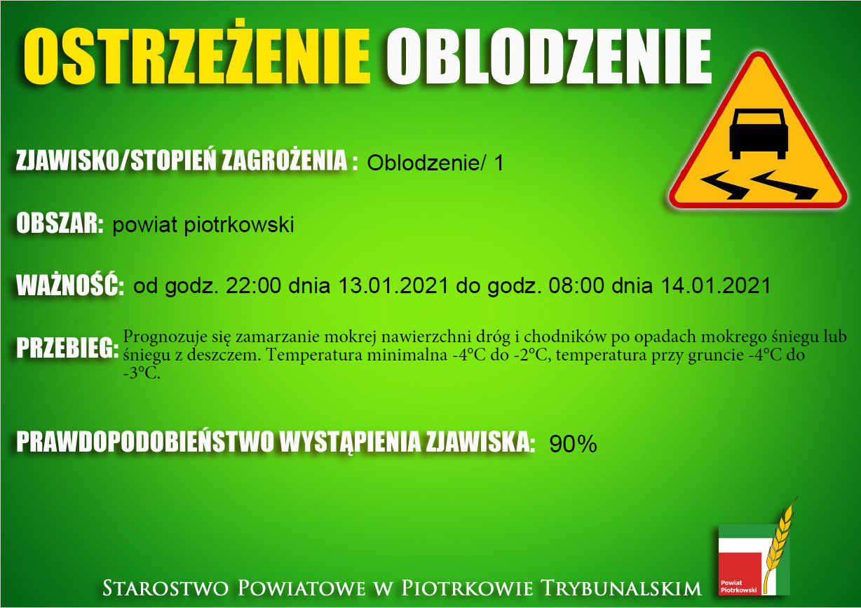 Ostrzeżenie meteorologiczne - Oblodzenie/1