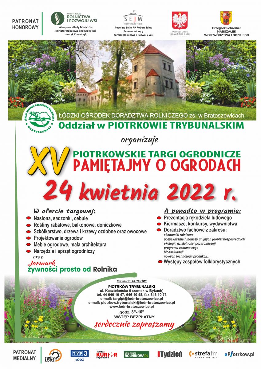 Zaproszenie na wystawę "XV Piotrkowskie Targi Ogrodnicze"