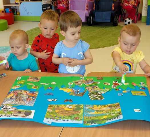 Wiosenna łąka w Samorządowym Klubie Dziecięcym w Gorzkowicach