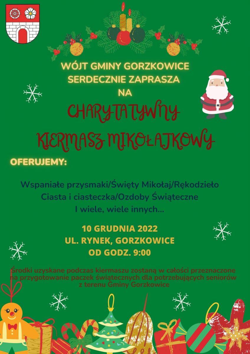 ZAPRASZAMY  NA CHARYTATYWNY KIERMASZ MIKOŁAJKOWY