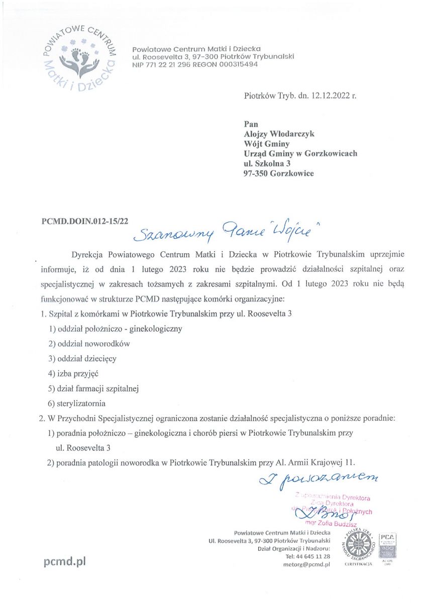  	dot. funkcjonowania PCMD w Piotrkowie Tryb