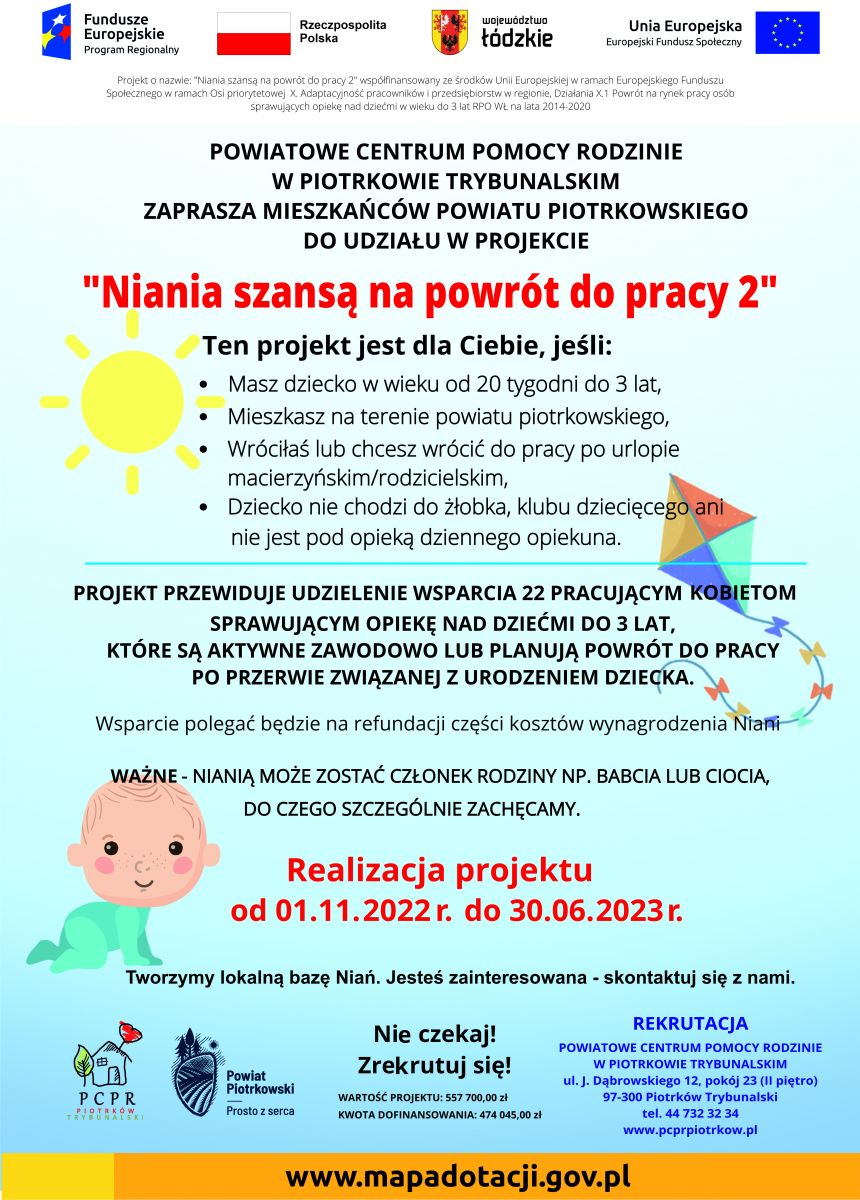 Rekrutacja - Projekt "Niania szansą na powr&oacute;t do pracy 2"