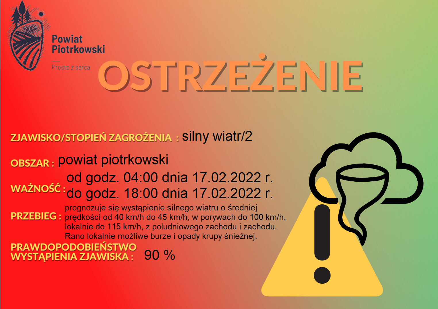 Ostrzeżenie meteorologiczne - Silny wiatr/2