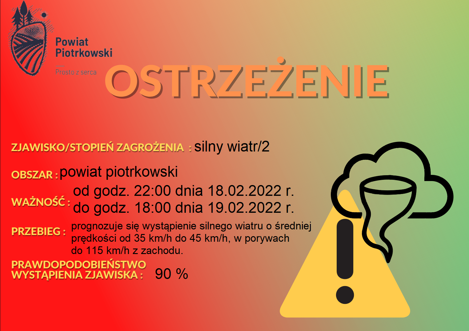 Ostrzeżenie meteorologiczne - Silny wiatr/2