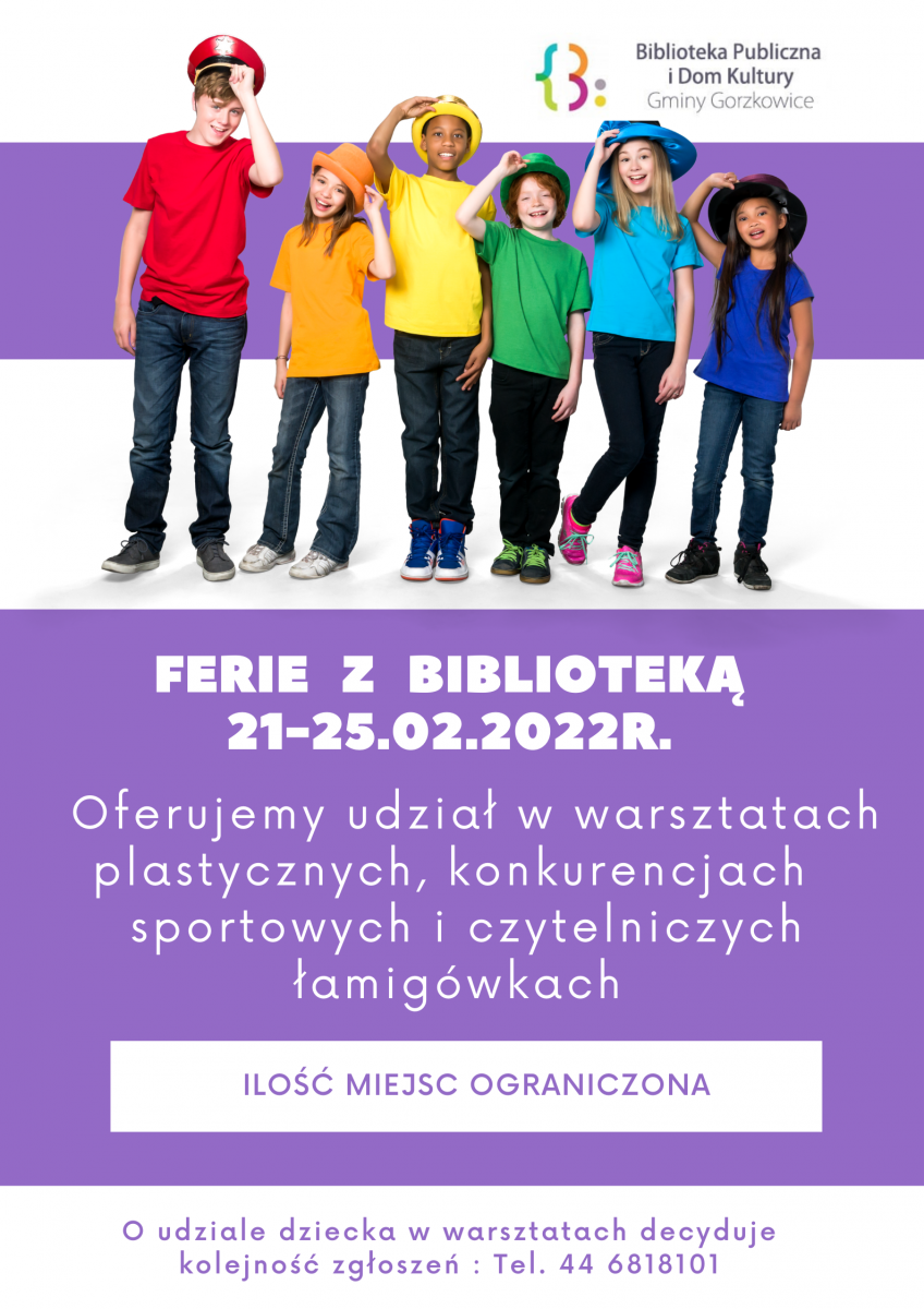 Biblioteka Publiczna i Dom Kultury w Gorzkowicach zapraszają na ferie