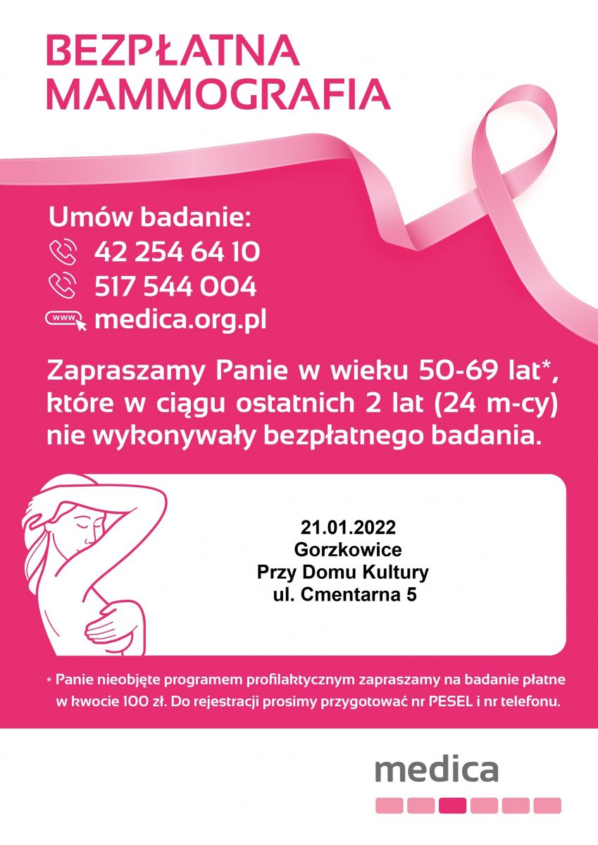 Bezpłatna mammografia - 21 stycznia 2022 r.
