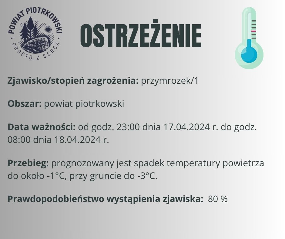 Ostrzeżenie meteorologiczne - przymrozki/1