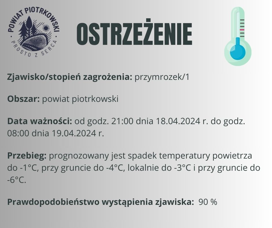 Ostrzeżenie meteorologiczne -przymrozki/1