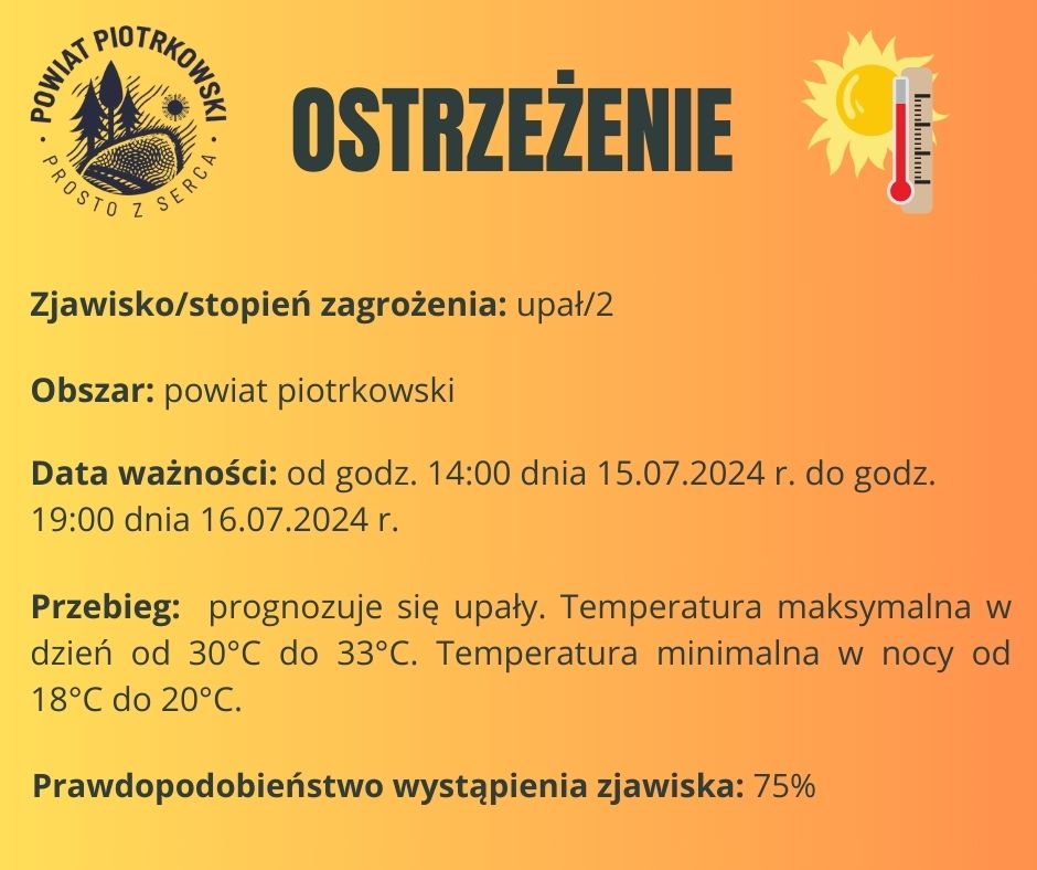 Ostrzeżenie meteorologiczne - Upał/2