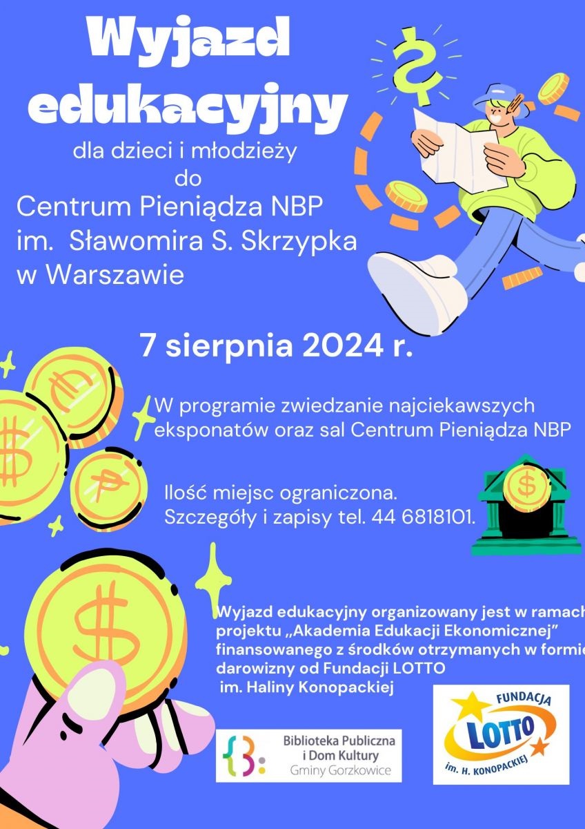 Biblioteka w Gorzkowicach zaprasza na wyjazd edukacyjny 
