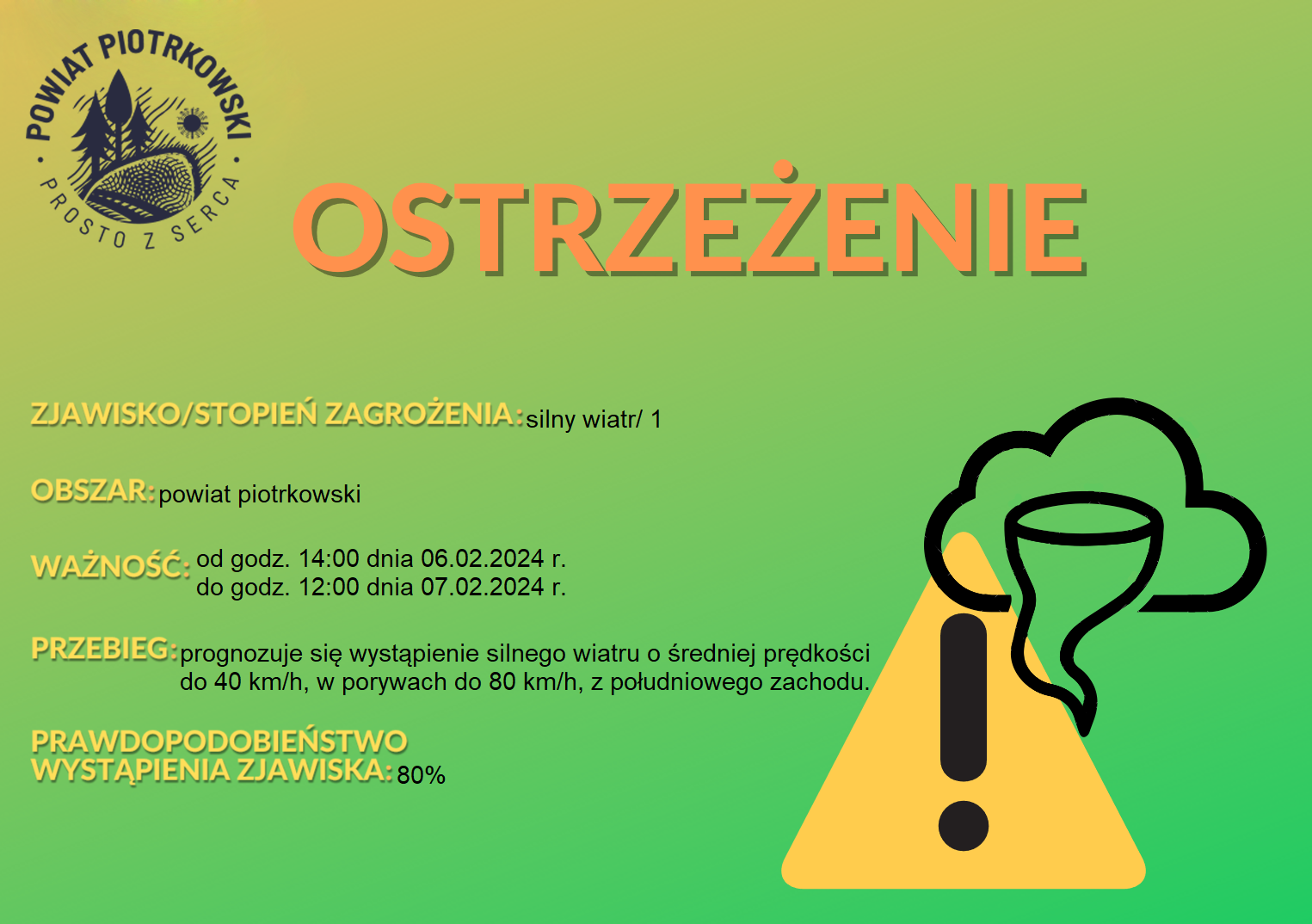 Ostrzeżenie meteorologiczne - Silny wiatr/1