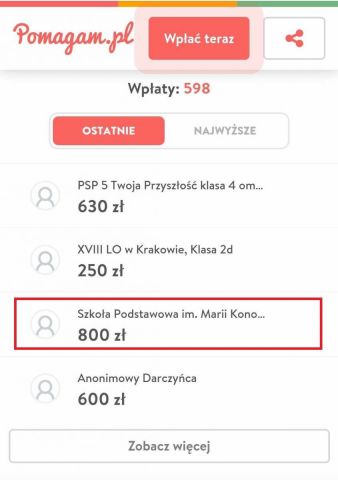 W ramach akcji Szkoły Szkołom, ogłoszonej przez Ministerstwo Edukacji Narodowej, której celem jest wsparcie szkół poszkodowanych przez powódź, Szkoła Podstawowa w Krzemieniewicach postanowiła włączyć się w pomoc dla Publicznej Szkoły Podstawowej nr 1 im. Krzysztofa Kamila Baczyńskiego w Głuchołazach. Pieniądze zebrane podczas zorganizowanej w naszej szkole słodkiej kawiarenki zostały przekazane na wsparcie tej placówki.  Dziękujemy wszystkim, którzy tego dnia zakupili coś słodkiego i dołożyli swoją cegiełkę, wspierając szkołę w Głuchołazach!