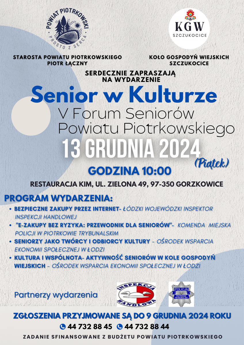 Zaproszenie na V Forum Seniorów Powiatu Piotrkowskiego