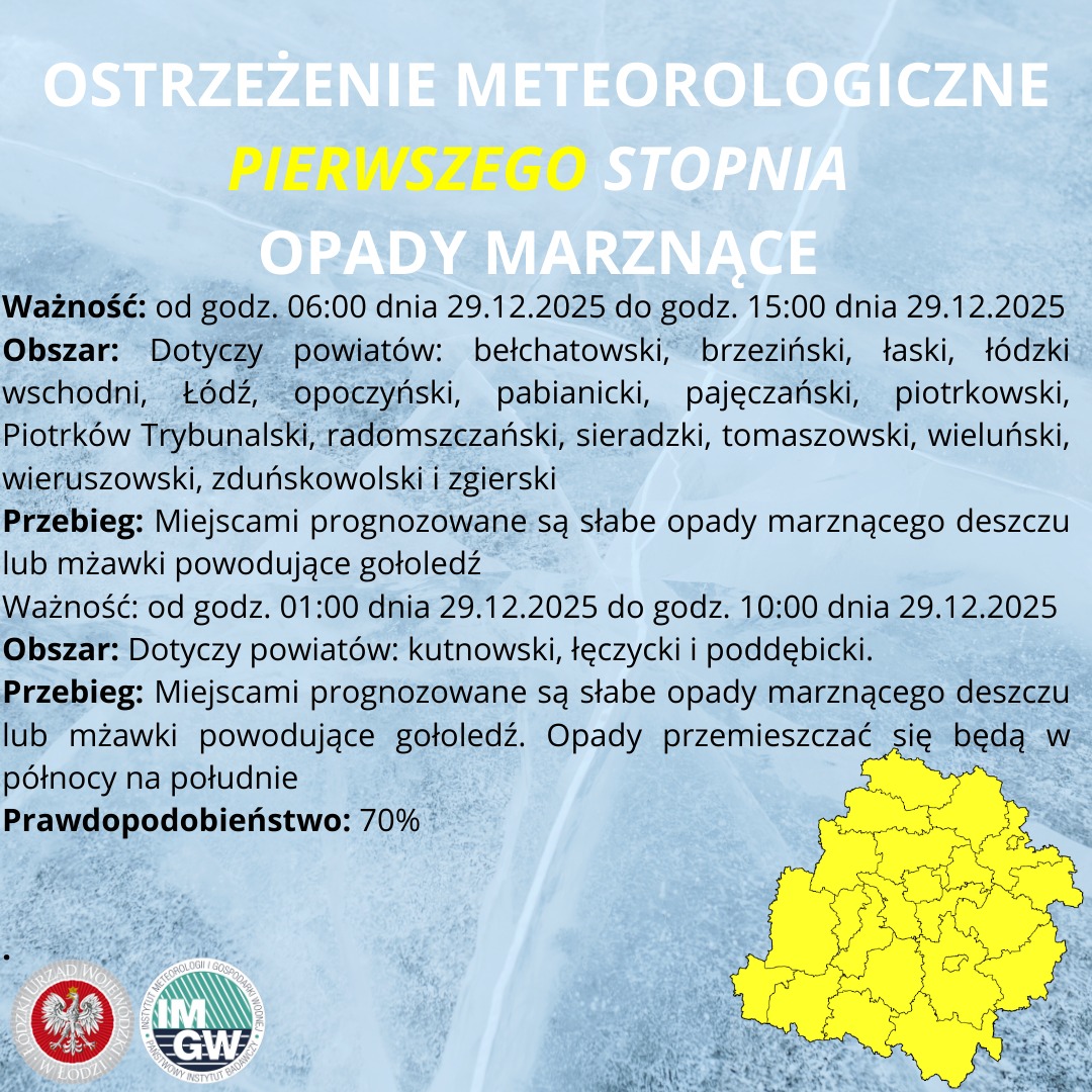 Ostrzeżenie meteorologiczne - opady marznace /1