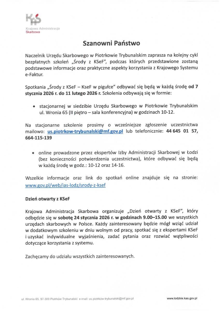 Szkolenia o KSeF dla mikroprzedsiębiorców &ndash; zaprasza 