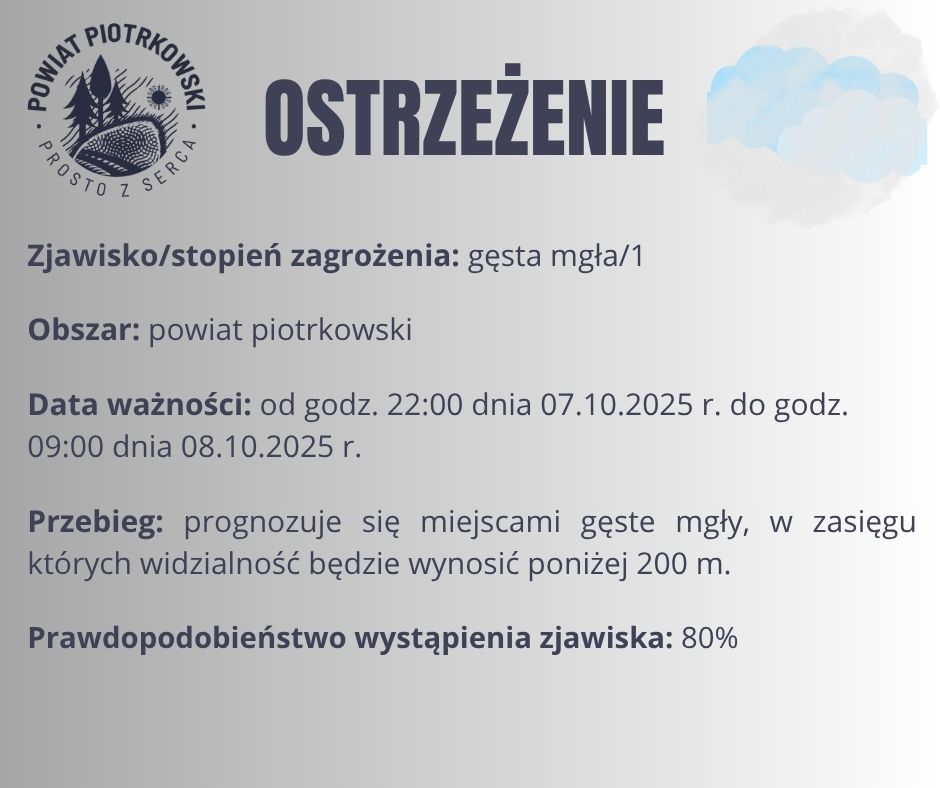 Ostrzeżenie meteorologiczne - gęsta mgła/1