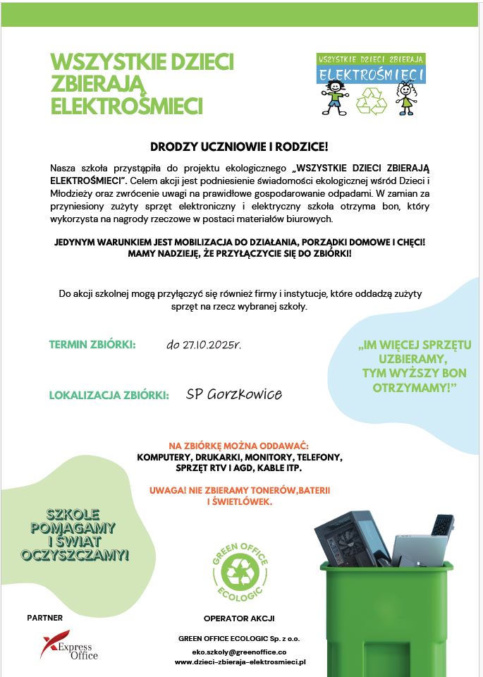 ZBIÓRKA ELEKTROŚMIECI - SP Gorzkowice