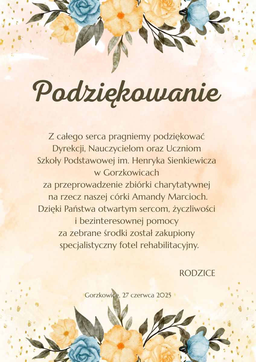 PODZIĘKOWANIE - SP Gorzkowice