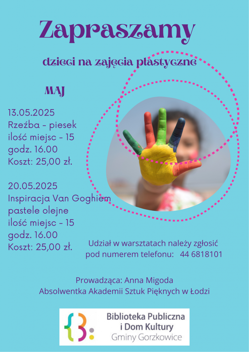 Biblioteka Publiczna w Gorzkowicach zaprasza na warsztaty plastyczne