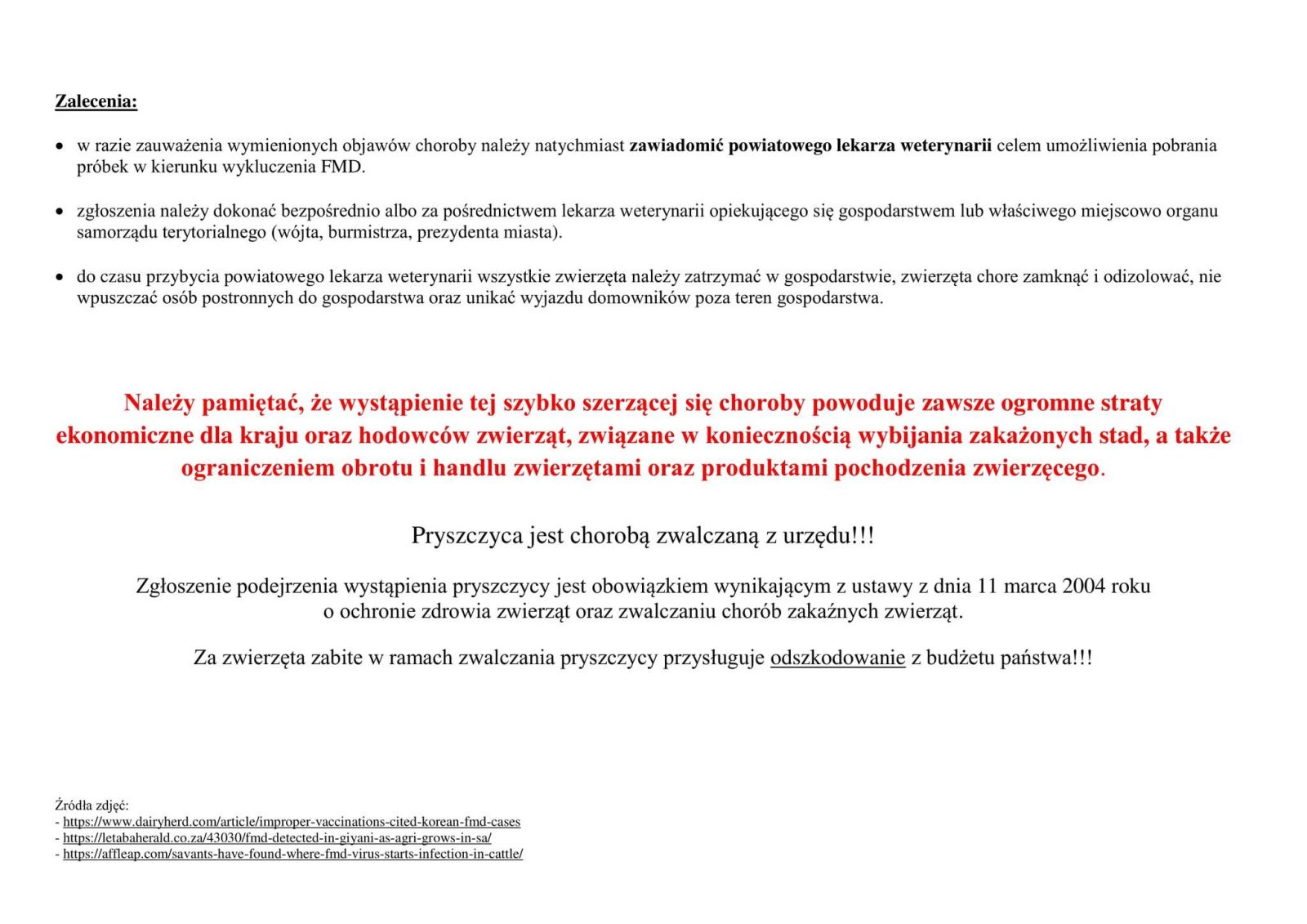 Informacje od Lekarzy Weterynarii nt. pryszczycy 5