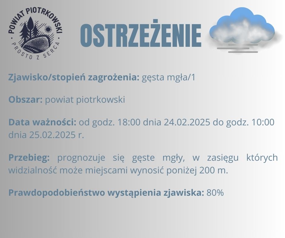 Ostrzeżenie meteorologiczne - gęsta mgła/1