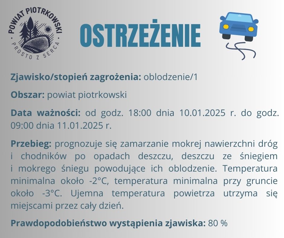 Ostrzeżenie meteorologiczne - Oblodzenie/1