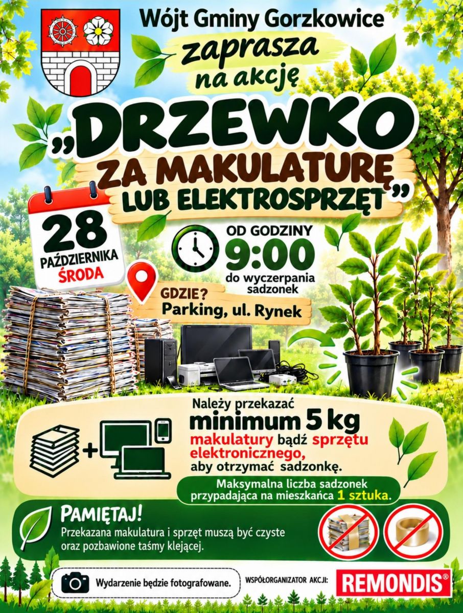 Akcja „Drzewko za makulaturę lub elektrosprzęt” już jutro!