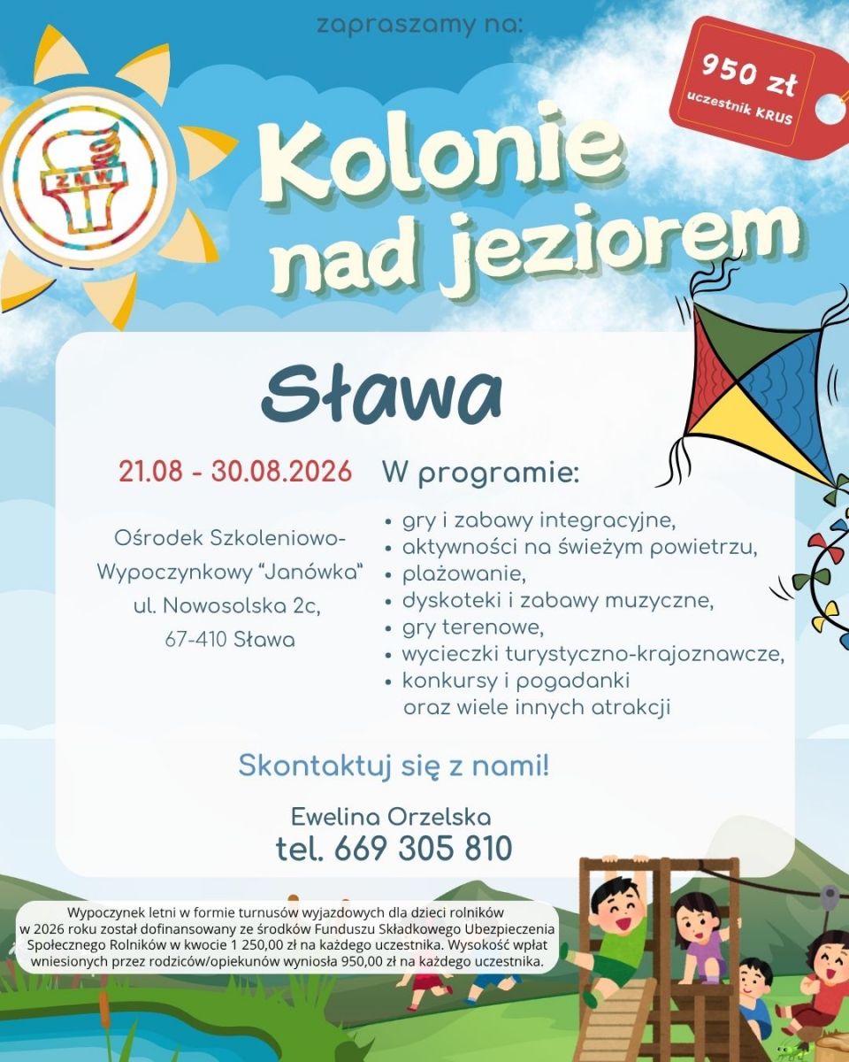  kolonie dla dzieci rolników z woj. łódzkiego