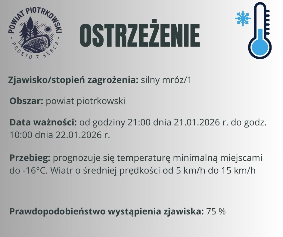 Ostrzeżenie meteorologiczne silny mróz