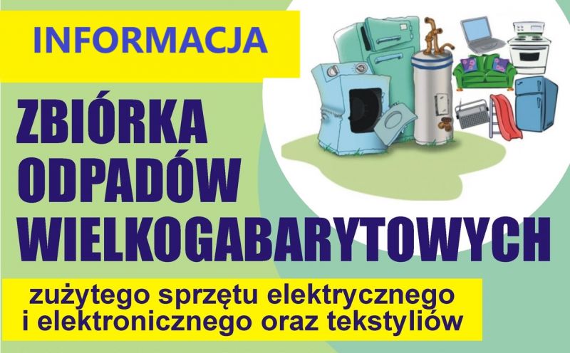 Informujemy o zmianach w zbiórce sprzed posesji odpadów wielkogabarytowych, zużytego sprzętu elektronicznego i elektrycznego oraz tekstyliów i odzieży.   	Zbiórka realizowana będzie wyłącznie po uprzednim zgłoszeniu chęci przekazania odpadów. 